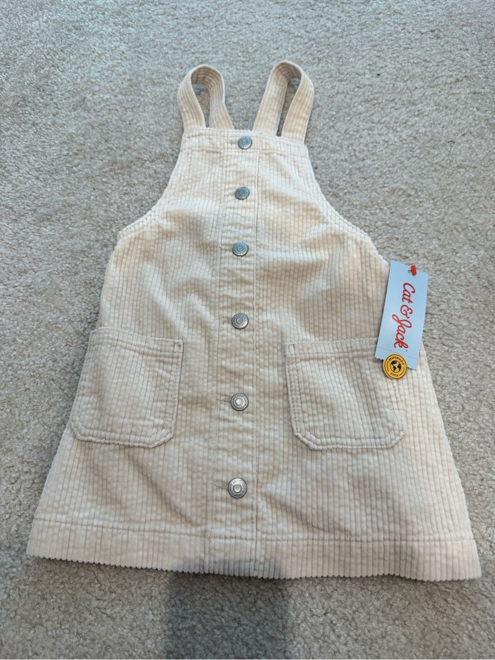 Cat & Jack Off-White Corduroy Pinafore Dress